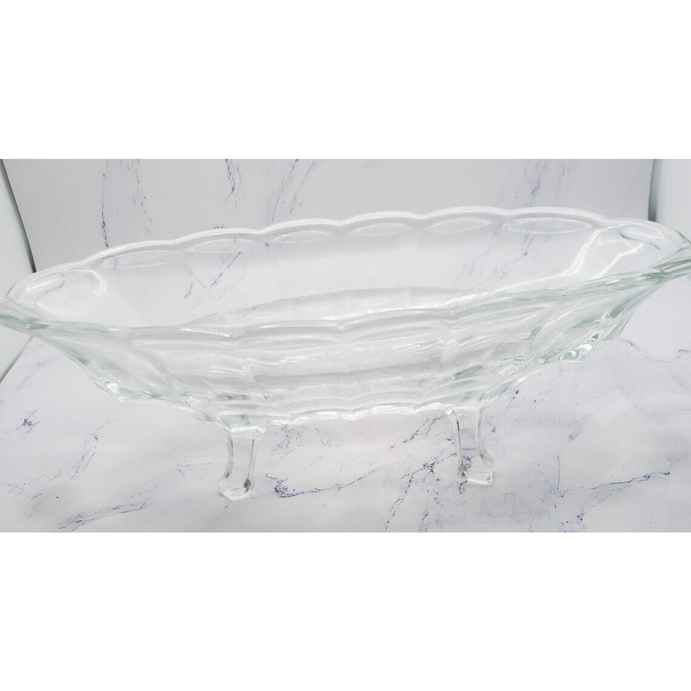 Crystal Glass Footed Relish Pickle Celery Candy Serving Tray
